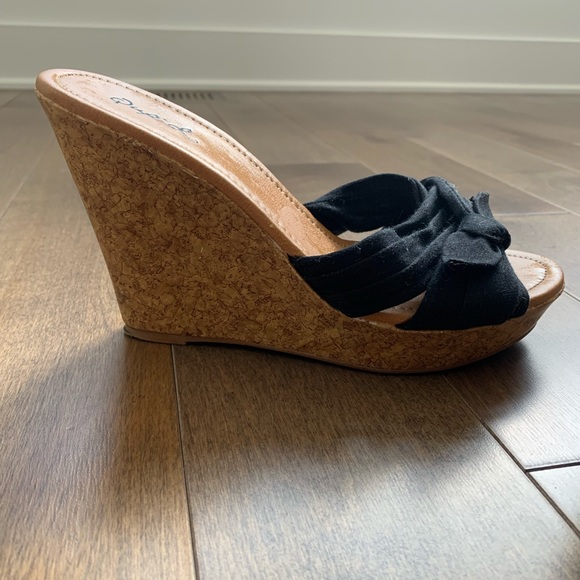 Qupid wedge sandal worth black bow - Picture 3 of 5